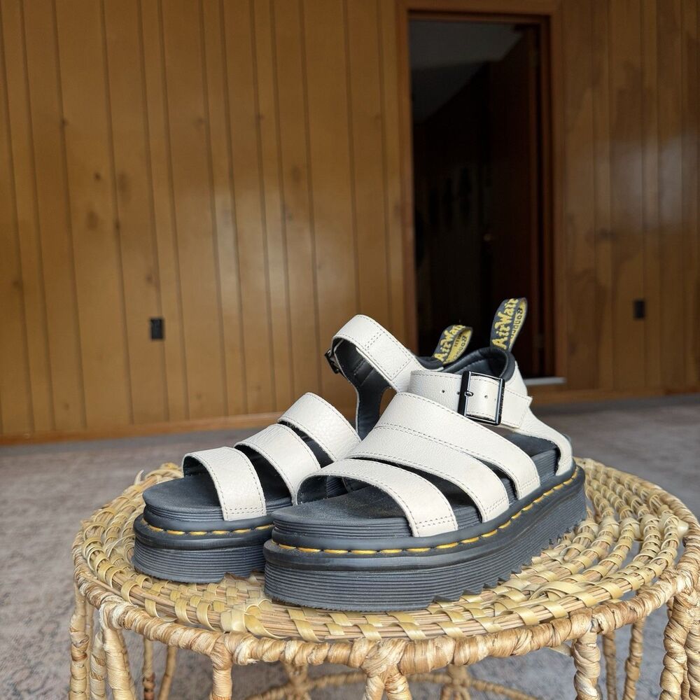 Dr. Marten's Womens Blaire Pisa Parchment Beige Leather Strap Sandals US 5 EU 36 - Picture 3 of 16